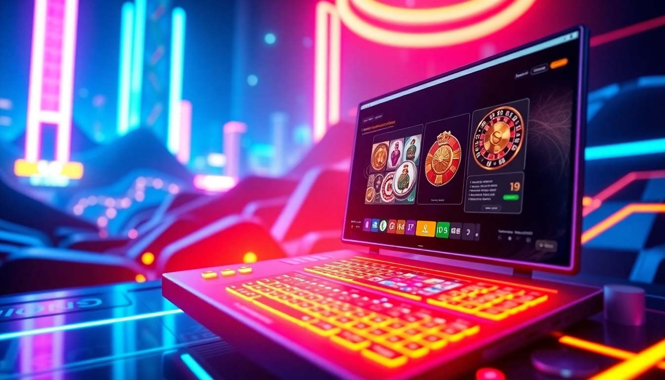 Engage with the exciting Deneme bonusu 2025 offering at an online casino interface, showcasing vibrant neon colors and modern design.