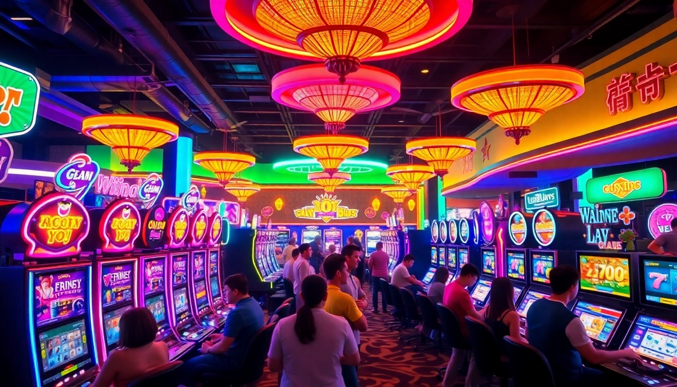 Engage with the excitement ofเกมสล็อต at a lively casino featuring colorful gaming machines.