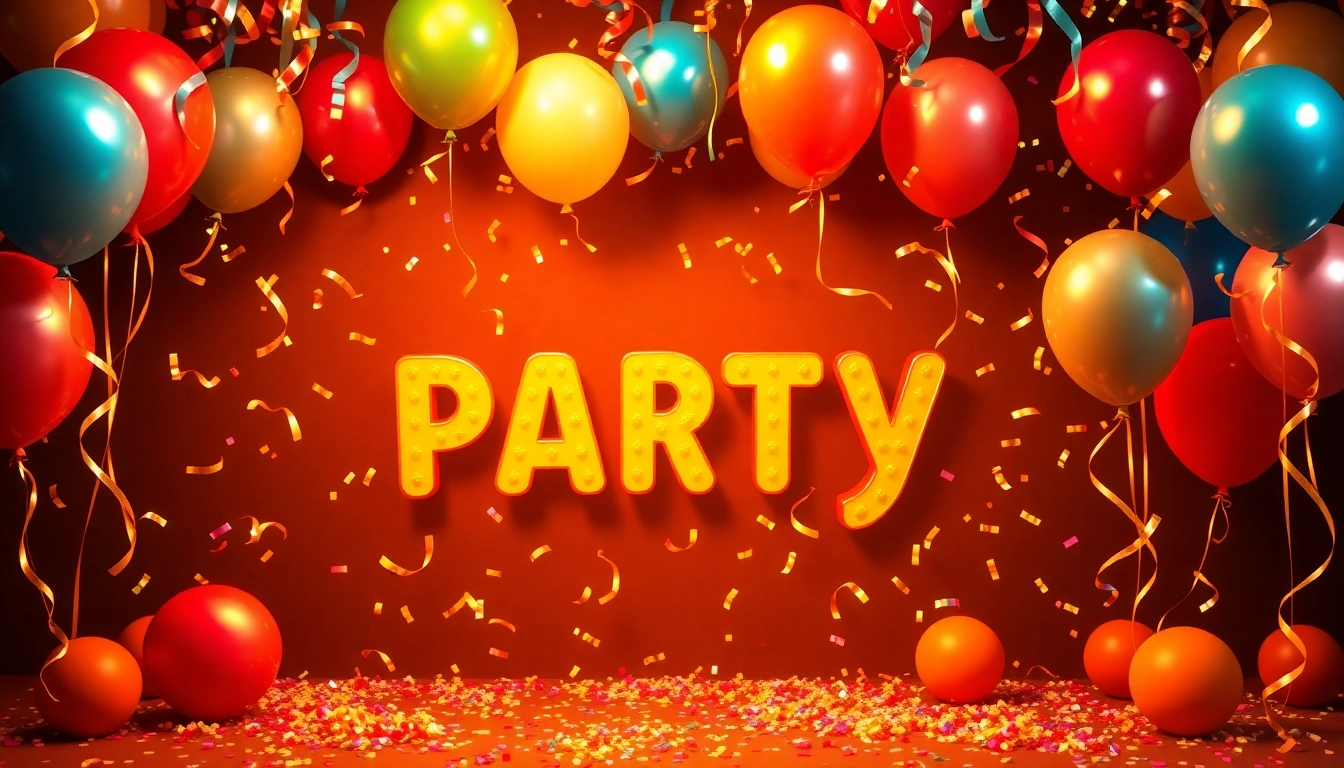 Create a lively invitation with colorful balloons and confetti to enhance your party planning experience.