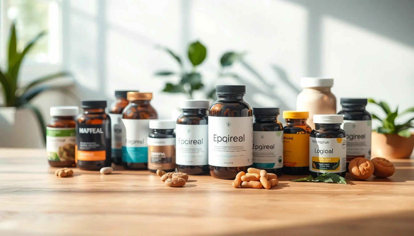 Showcase an array of dietary supplements in natural lighting, emphasizing their unique features and benefits.