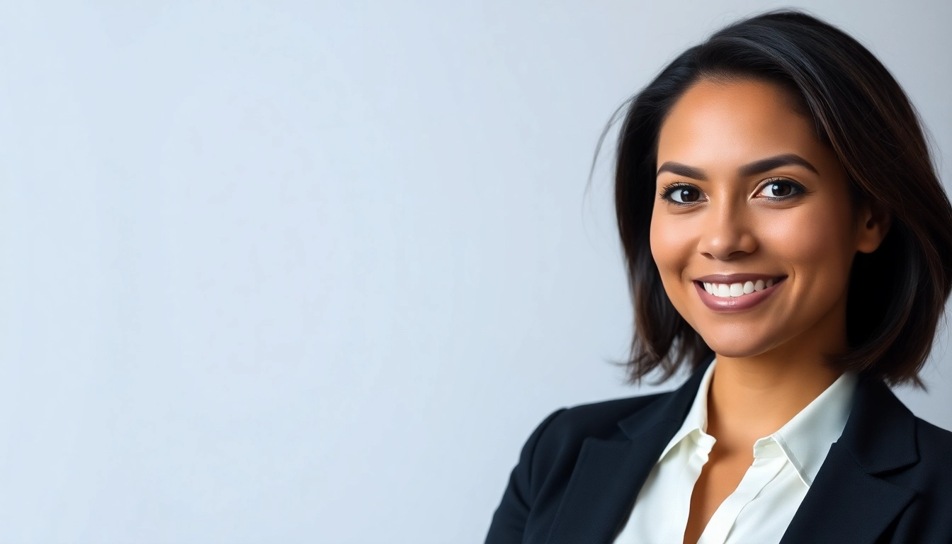 Showcasing a confident business professional in corporate headshots against a neutral background.