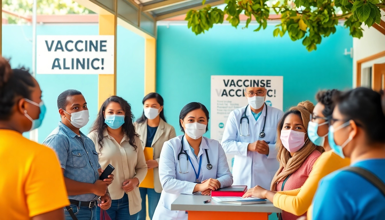 Vaccine Clinics offering community immunizations in a welcoming outdoor setting.