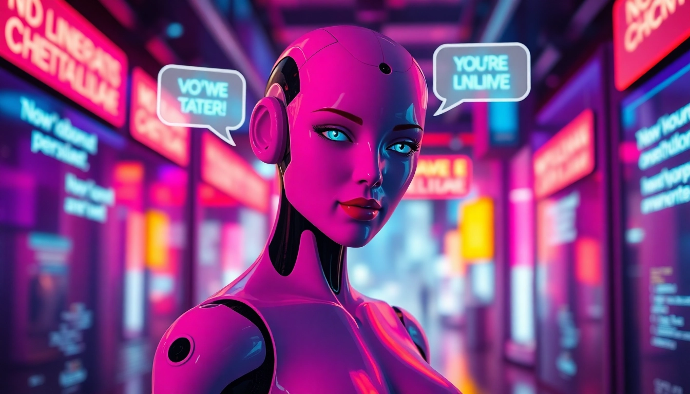 Engage in sexy ai chat with a captivating chatbot amidst vibrant digital settings.