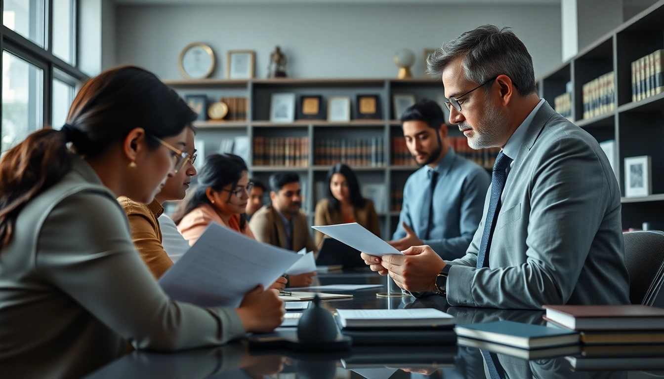 Offering expert criminal law services in Chennai through a dedicated attorney assisting clients in a modern office.