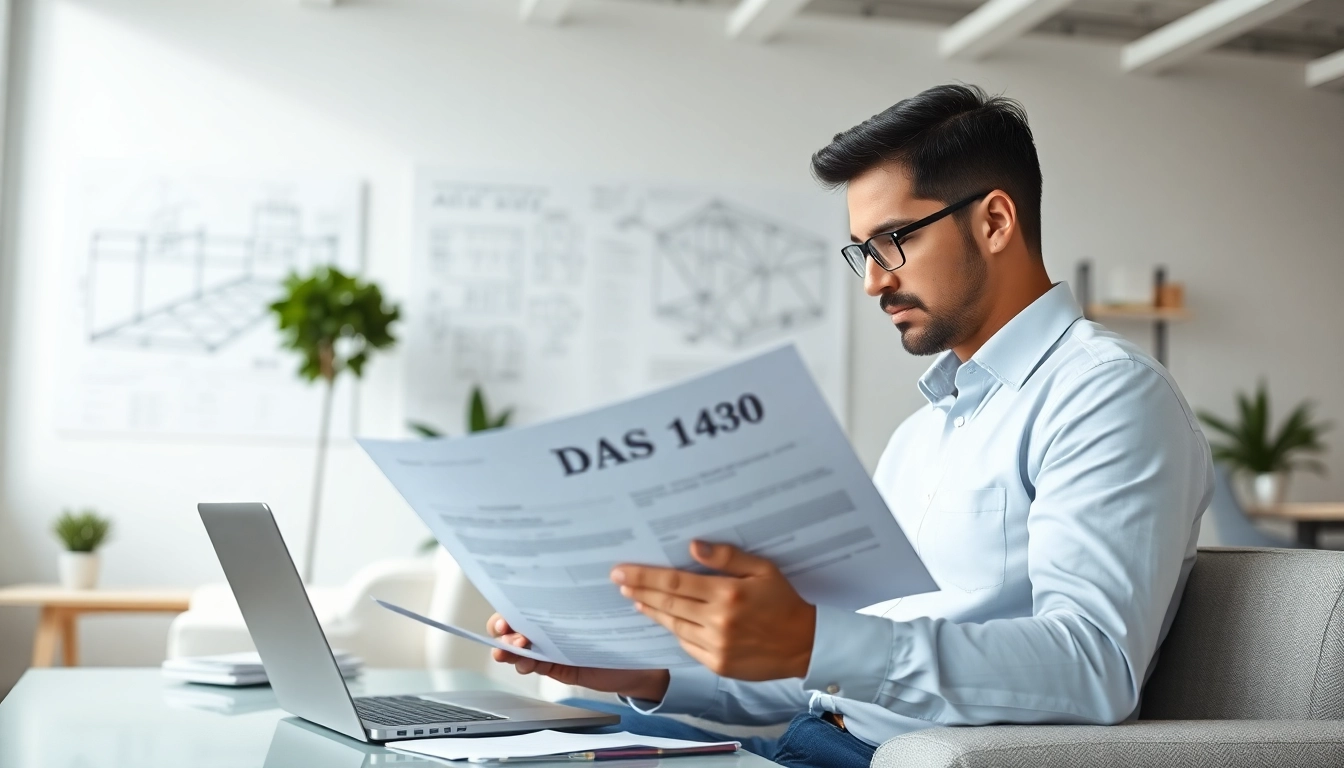 Reviewing the DAS 140 form in a professional contractor's office