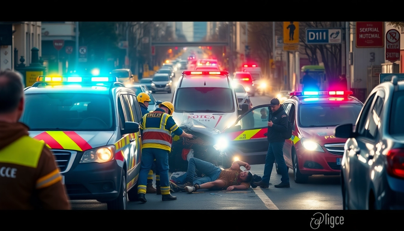 A traffic accident in Düzce, illustrating emergency responders assisting victims at the scene.