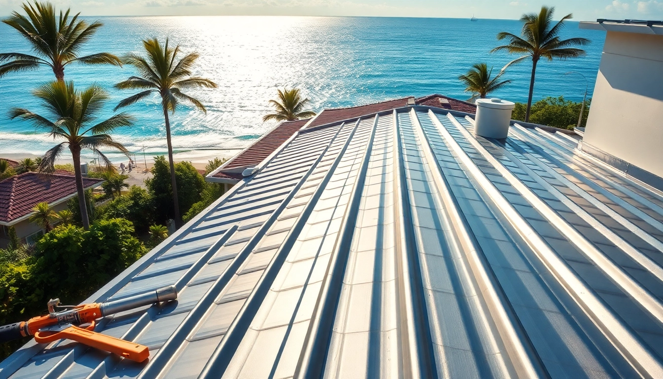Showcasing coastal metal roofing amidst a seaside environment, emphasizing durability and style.