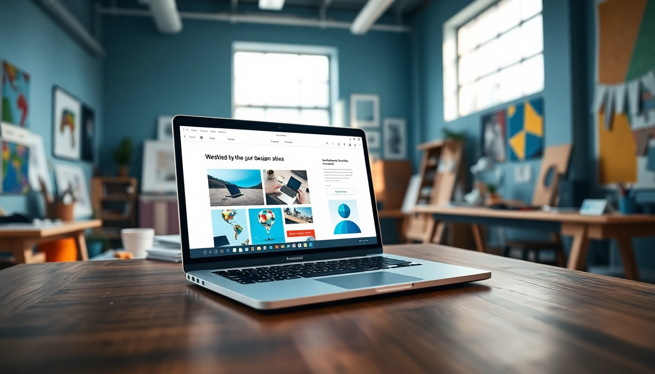 Showcasing a professional workspace for website design with vibrant creative details.