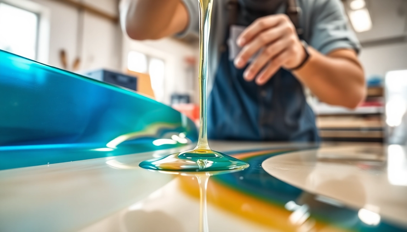 Applying laminating resin to fiberglass with expert precision in a bright workshop.