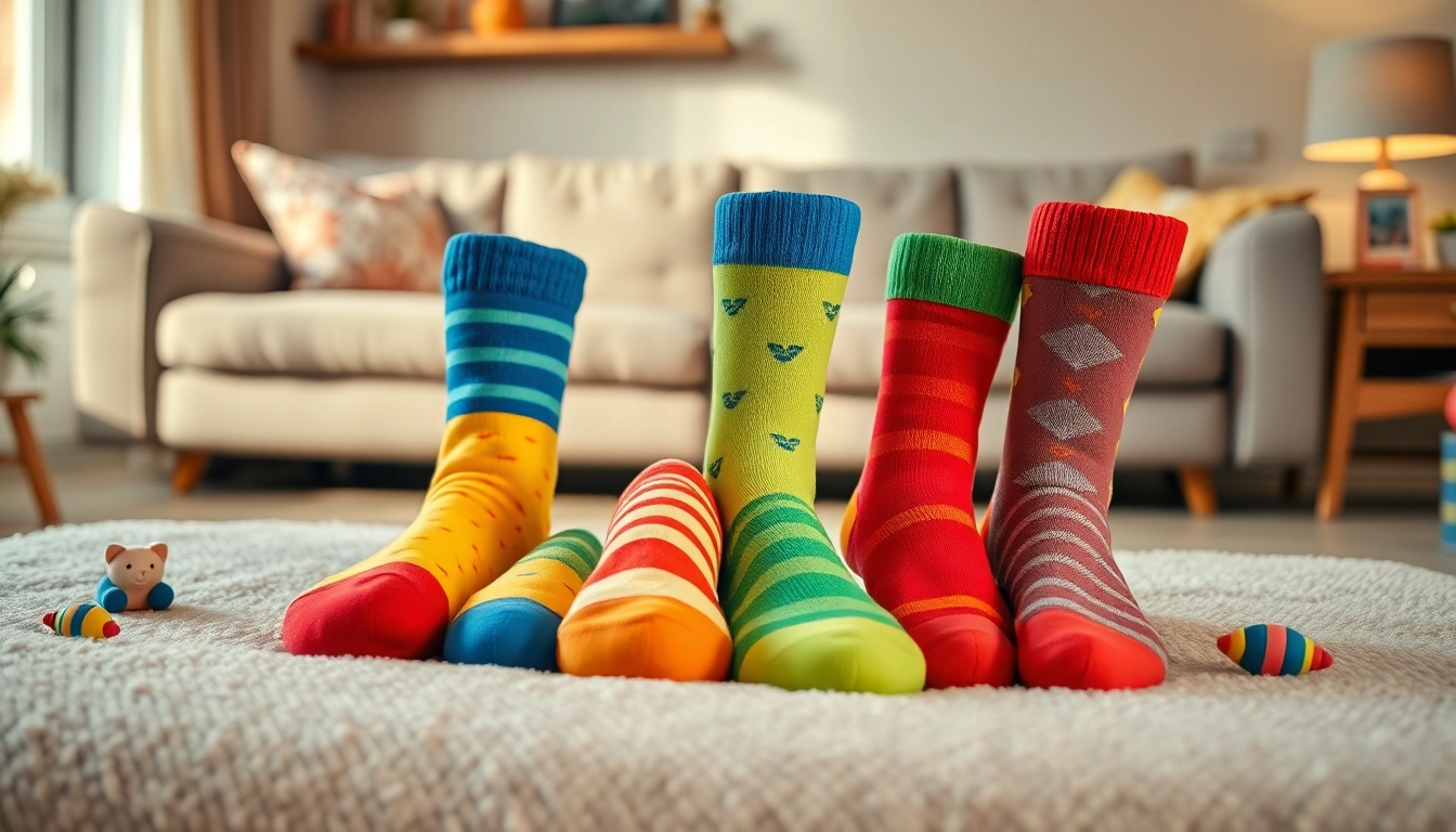 Display colorful 5 Pairs Mixed Socks laid out on a soft surface in a cozy setting.