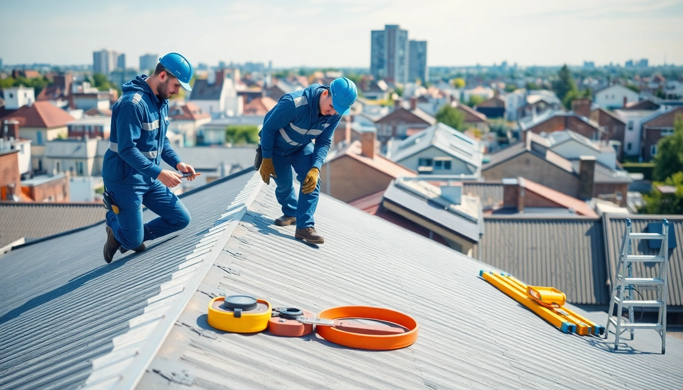 Ensure Dakonderhoud Arnhem through expert technicians inspecting roofs for maintenance.