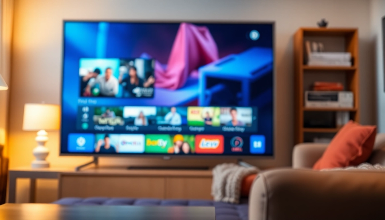 Compra Listas IPTV en un televisor moderno con contenido vibrante y acogedora iluminación