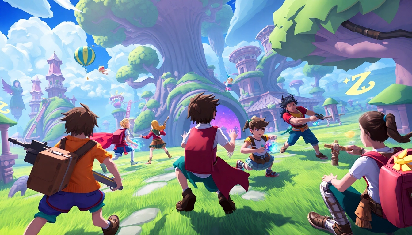 Players strategizing in the dede game, showcasing excitement and engagement in a colorful fantasy landscape.