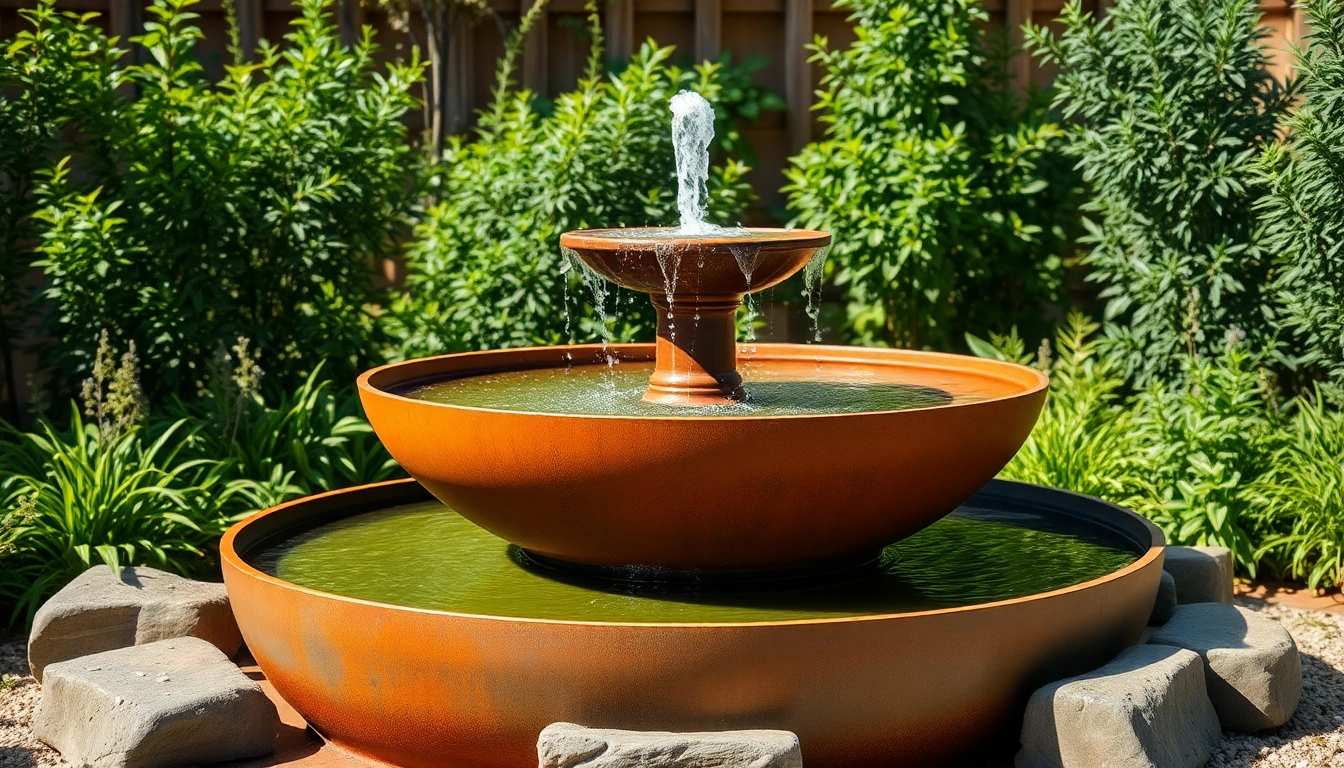 Gestalten Sie Ihren Garten mit einem eleganten cortenstahl brunnen, der rustikalen Charme ausstrahlt.