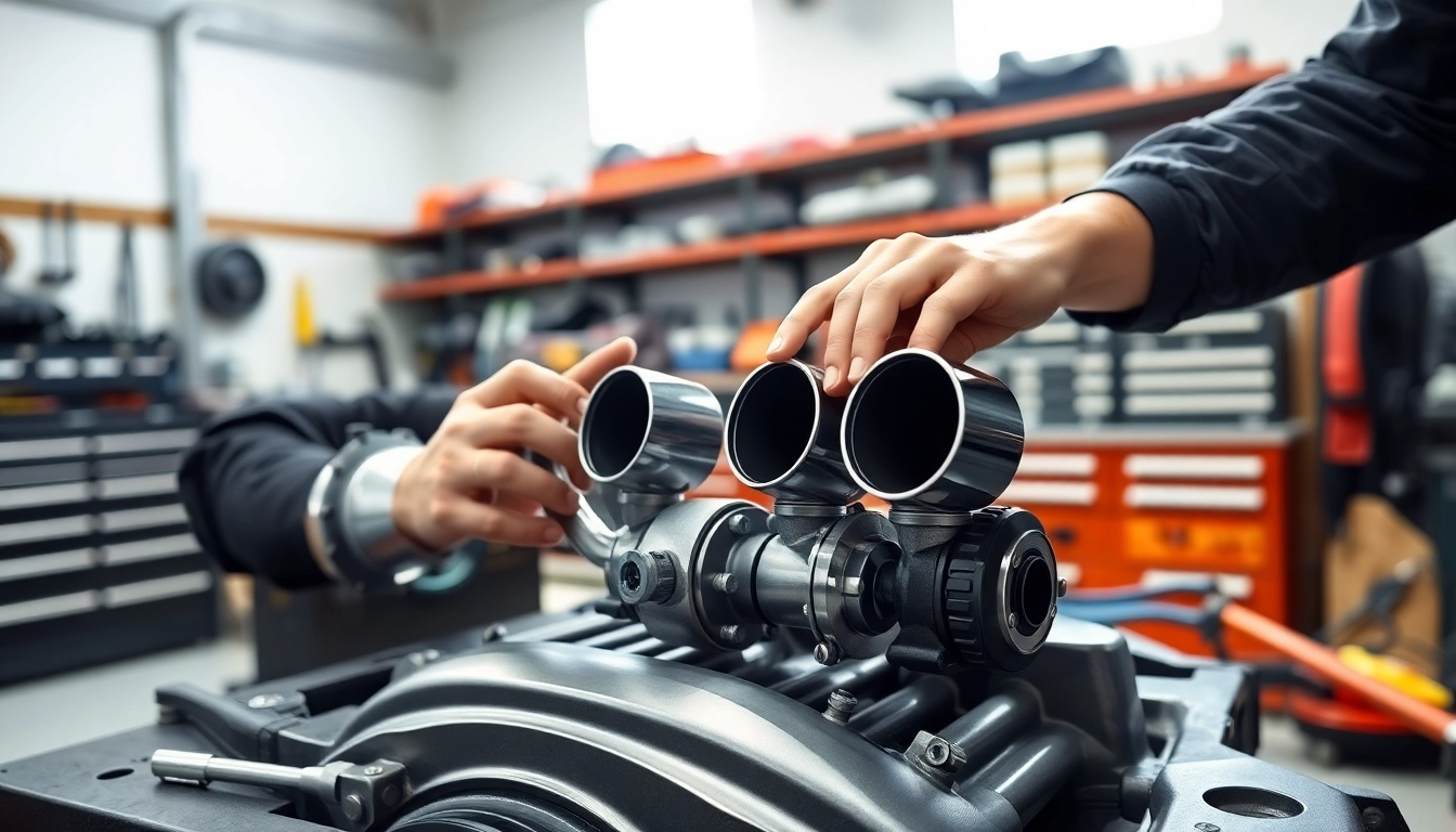 Enhancing vehicle performance with dual intake systems in a mechanic's workshop.