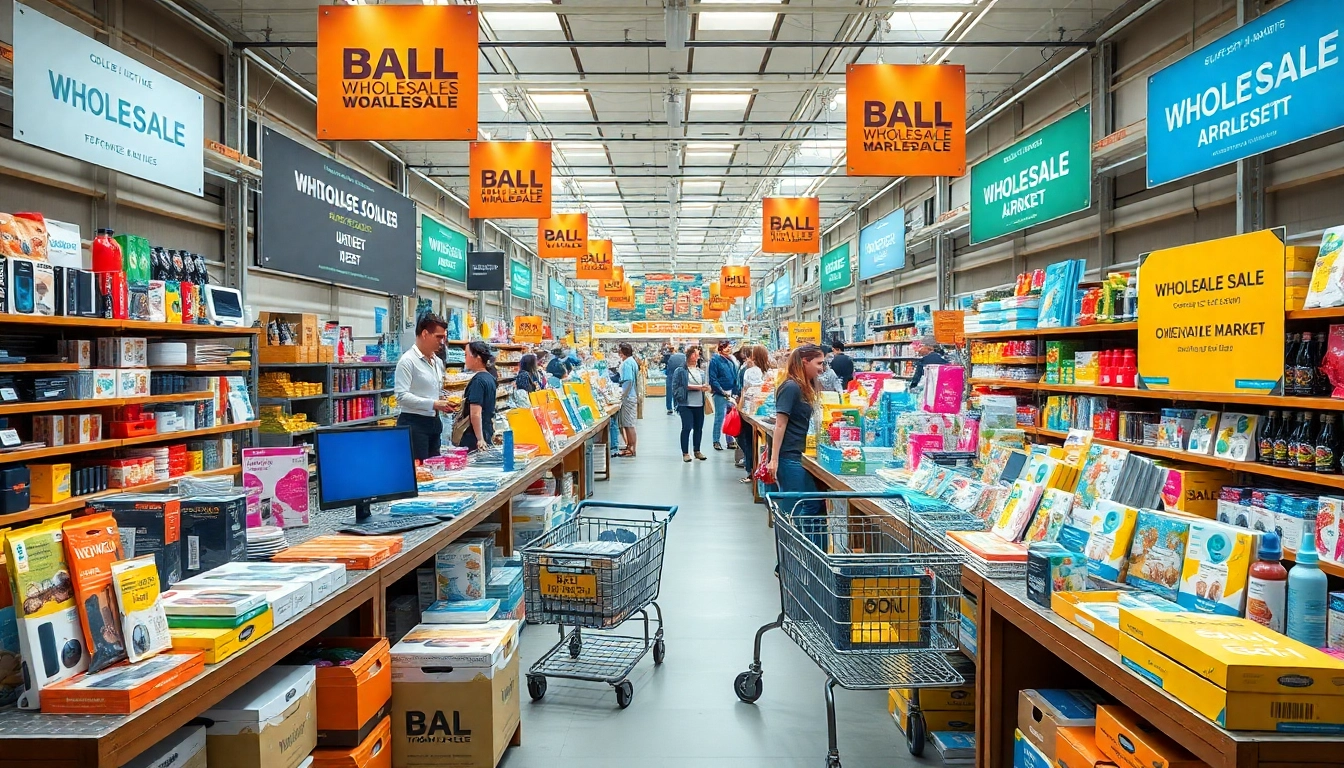 Showcase of wholesale products to sell on amazon in a vibrant market setting, featuring various categories.